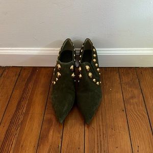 Tory Burch Green Suede Booties
